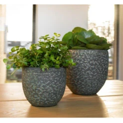 Steege Plantenpot Rinca - Groen - Lava Look - 36 X 32 Cm -Tuin & Buiten 01ed4adc18e84d8baeeaea48bd164fc0