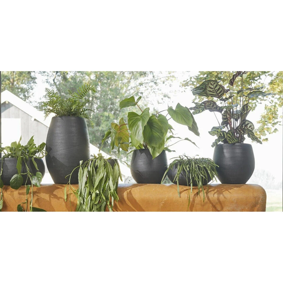 Mica Decorations Plantenpot - Zwart - Mat - Keramiek - 29 X 25 Cm 5 Mica Decorations Plantenpot - Zwart - Mat - Keramiek - 29 X 25 Cm - Afbeelding 3