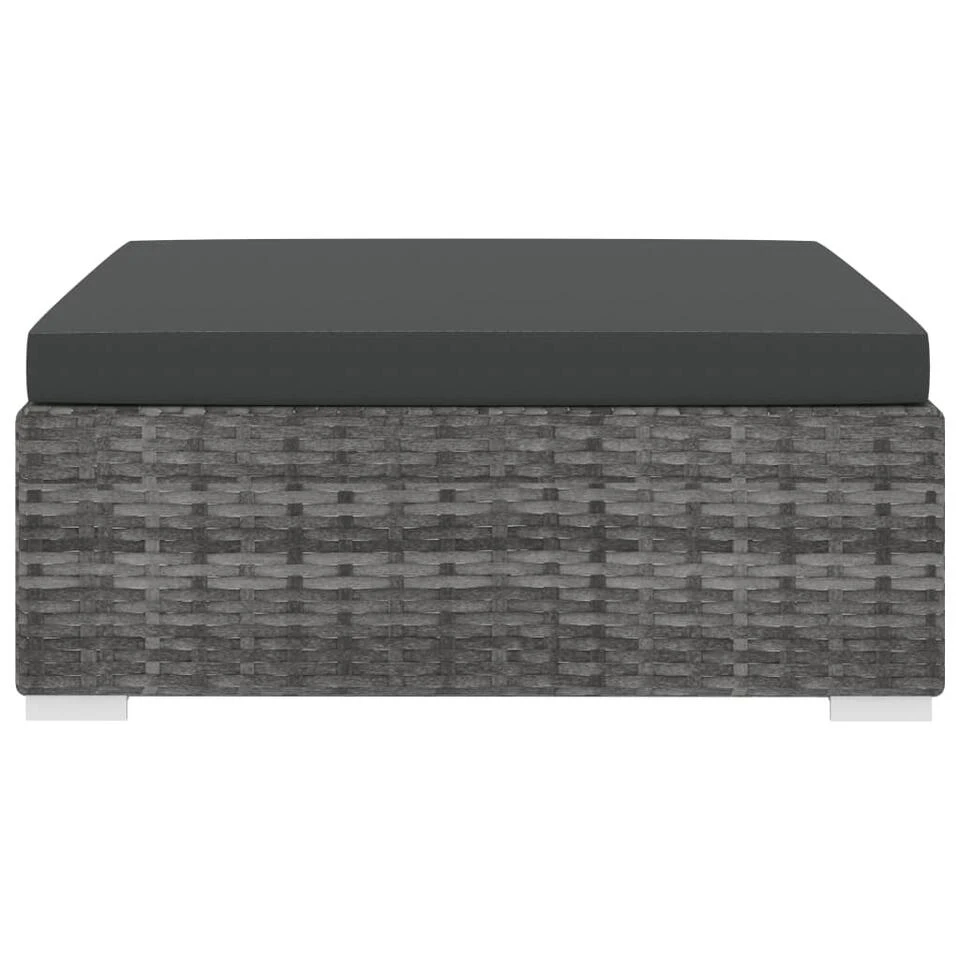 VidaXL Voetensteun 1 St Met Kussen Poly Rattan Grijs 4 VidaXL Voetensteun 1 St Met Kussen Poly Rattan Grijs - Afbeelding 2