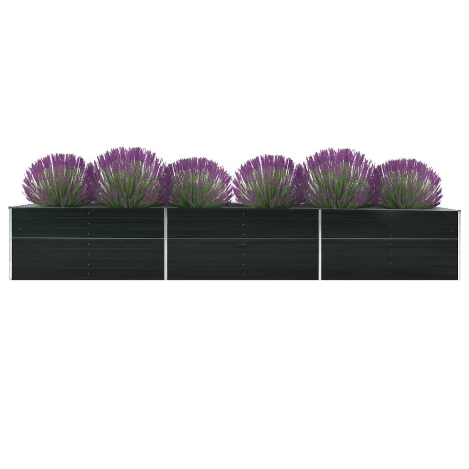 VidaXL Plantenbak Verhoogd 480x80x77 Cm Gegalvaniseerd Staal Antraciet 4 VidaXL Plantenbak Verhoogd 480x80x77 Cm Gegalvaniseerd Staal Antraciet - Afbeelding 2