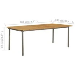 VidaXL Tuintafel 200x100x72 Cm Massief Acaciahout En Staal -Tuin & Buiten 0aa3d1fe3f444346b46c90026c5eb7e2