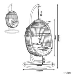 Beliani Hangstoel ALBA - Beige Pe Rotan -Tuin & Buiten 1000000696 0101