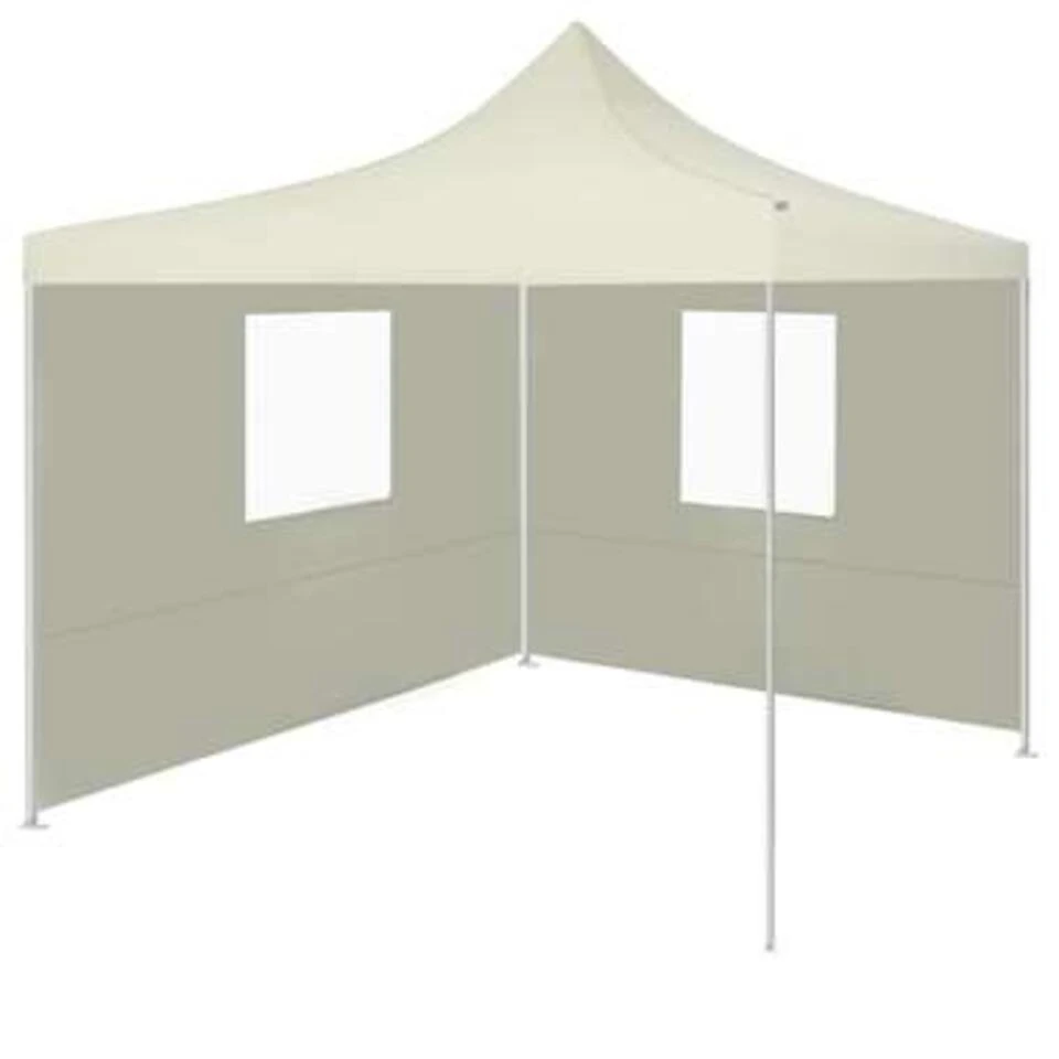 VidaXL Partytent Met 2 Zijwanden Inklapbaar 2x2 M Staal Crème 3 VidaXL Partytent Met 2 Zijwanden Inklapbaar 2x2 M Staal Crème