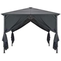 VidaXL Prieel Met Gordijn 3x3 M Aluminium Zwart 9 VidaXL Prieel Met Gordijn 3x3 M Aluminium Zwart -Tuin & Buiten 1000001222 0103