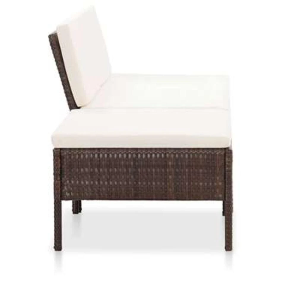 VidaXL 3-delige Loungeset Met Kussens Poly Rattan Bruin 4 VidaXL 3-delige Loungeset Met Kussens Poly Rattan Bruin - Afbeelding 2