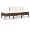 VidaXL 3-delige Loungeset Met Kussens Poly Rattan Bruin 2 VidaXL 3-delige Loungeset Met Kussens Poly Rattan Bruin -Tuin & Buiten 1000002841