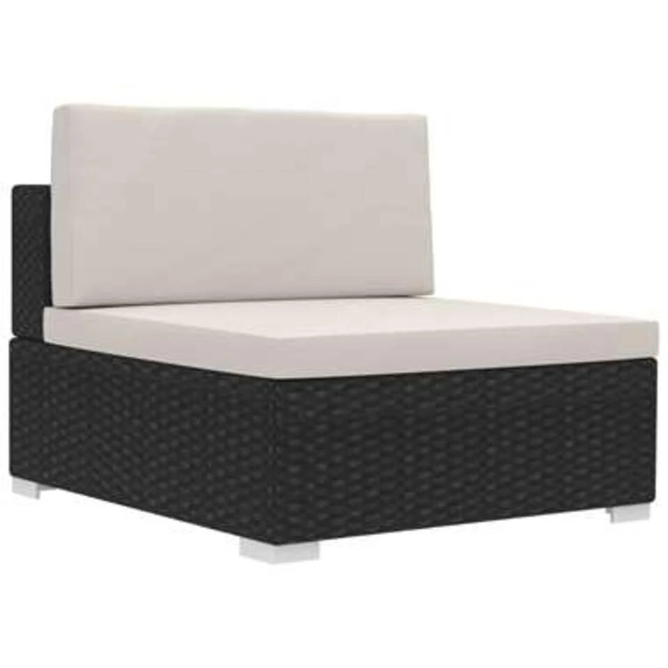 VidaXL 3-delige Loungeset Met Kussens Poly Rattan Zwart 5 VidaXL 3-delige Loungeset Met Kussens Poly Rattan Zwart - Afbeelding 3