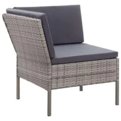 VidaXL 3-delige Loungeset Met Kussens Poly Rattan Grijs -Tuin & Buiten 1000002943 0103