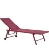 Beliani Tuinligstoel PORTOFINO - Rood Aluminium, Textiel -Tuin & Buiten 1000003155