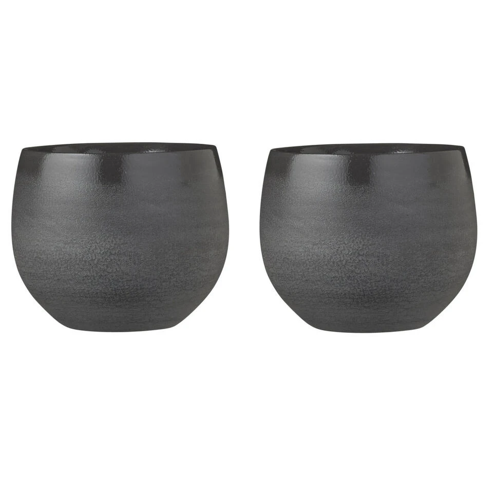 Mica Decorations Bloempot - Grijs Met Relief - Keramiek - 16 X 13 Cm 4 Mica Decorations Bloempot - Grijs Met Relief - Keramiek - 16 X 13 Cm - Afbeelding 2