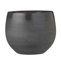 Mica Decorations Bloempot - Grijs Met Relief - Keramiek - 16 X 13 Cm