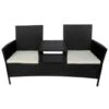 VidaXL Tuinbank 2-zits Met Tafeltje Poly Rattan Zwart -Tuin & Buiten 1000004900