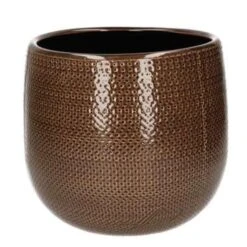 Mica Decorations Plantenpot - Antraciet - Motief - Glans - 20 X 25 Cm