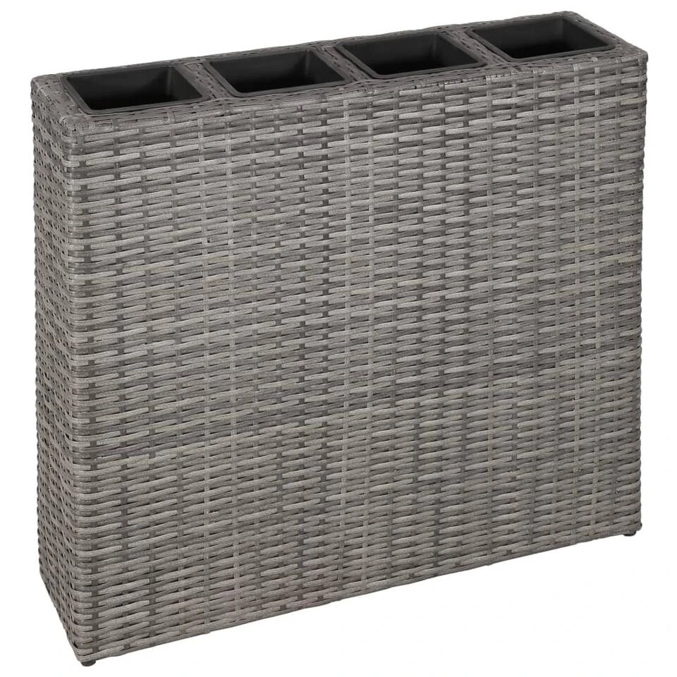 VidaXL Plantenbak Verhoogd Met 4 Potten Poly Rattan Grijs 3 VidaXL Plantenbak Verhoogd Met 4 Potten Poly Rattan Grijs