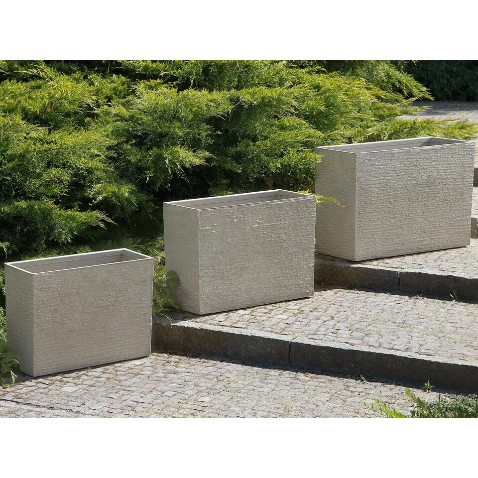 Beliani Plantenbak Voor Buiten EDESSA - Beige Stenenmix 4 Beliani Plantenbak Voor Buiten EDESSA - Beige Stenenmix - Afbeelding 2