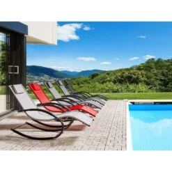 Beliani Tuinligstoel CARANO II - Beige Staal, Textiel 9 Beliani Tuinligstoel CARANO II - Beige Staal, Textiel -Tuin & Buiten 1000017797 0103