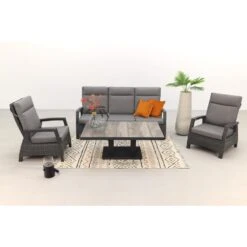 VDG Darwin/Jersey Stoel-bank Loungeset Verstelbaar - Antraciet -Tuin & Buiten 1000031636 0102