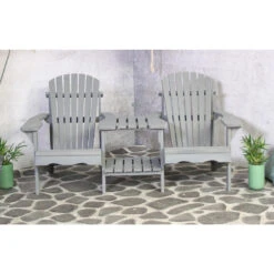 SenS-Line Adirondack Dubbele Tuinstoel - Hout - Grijs -Tuin & Buiten 1000038286 0101