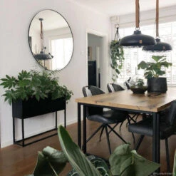 Giga Meubel Plantenbak Zwart - Metaal - 90x25x70cm - Urban -Tuin & Buiten 1000040345 0104