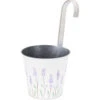 Merkloos Plantenpot Met Ophanghaak - Zink - Creme Wit - 14 X 13 X 26 Cm -Tuin & Buiten 1000042952