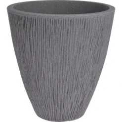 KOOPMAN Bloempot Geribbeld Lava Rond 40cm Grijs