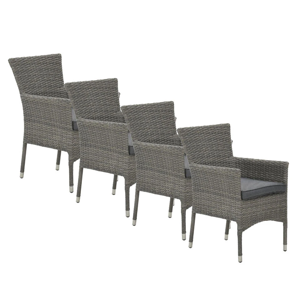 Garden Impressions Jerba Tuinstoel Grijs - 4 Stuks 3 Garden Impressions Jerba Tuinstoel Grijs - 4 Stuks
