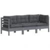 VidaXL Tuinbank 3-zits Met Antraciet Kussens Massief Grenenhout