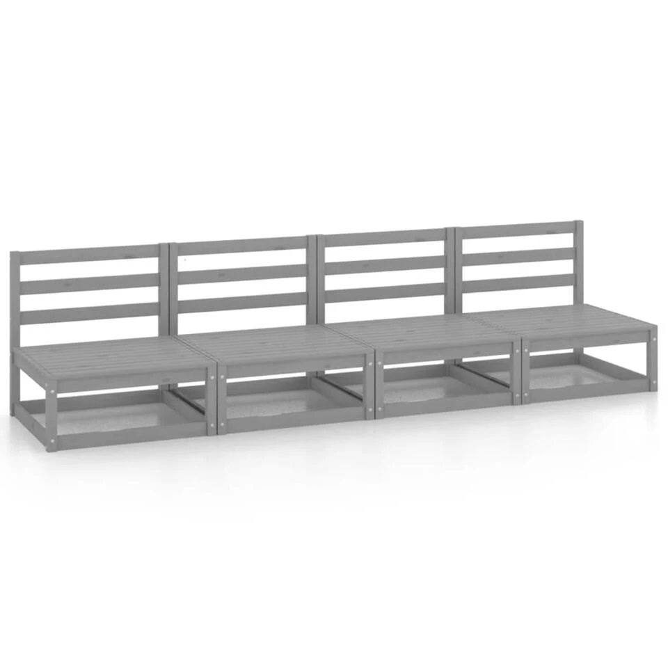 VidaXL Tuinbank 4-zits Massief Grenenhout Grijs 3 VidaXL Tuinbank 4-zits Massief Grenenhout Grijs