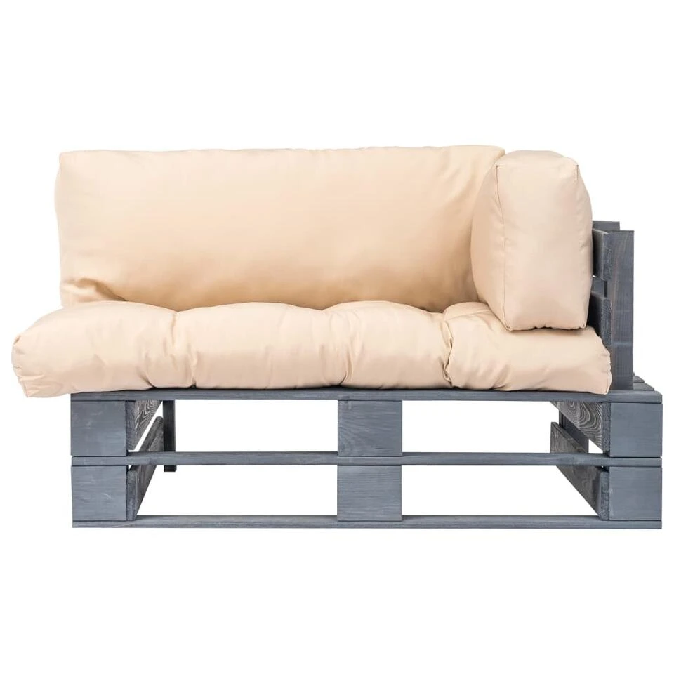 VidaXL Tuinbank Met Zandkleurige Kussens Pallet Grenenhout 4 VidaXL Tuinbank Met Zandkleurige Kussens Pallet Grenenhout - Afbeelding 2