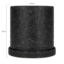 QUVIO Bloempot - 18x18 Cm - Keramiek - Zwart -Tuin & Buiten 1000071714 0102