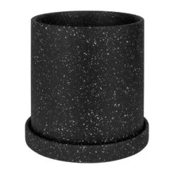 QUVIO Bloempot - 18x18 Cm - Keramiek - Zwart -Tuin & Buiten 1000071714 0103