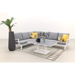Rockford Aluminium Loungeset Wit 5-delig - Verstelbare Tafel -Tuin & Buiten 1000073154 0102
