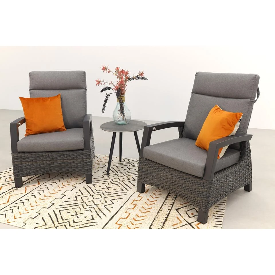 VDG Darwin Verstelbare Loungestoelen + Bijzettafel Rond - Antraciet 5 VDG Darwin Verstelbare Loungestoelen + Bijzettafel Rond - Antraciet - Afbeelding 3