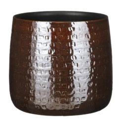 Mica Decorations Plantenpot/bloempot - Keramiek Donkerbruin - D24/H21 Cm
