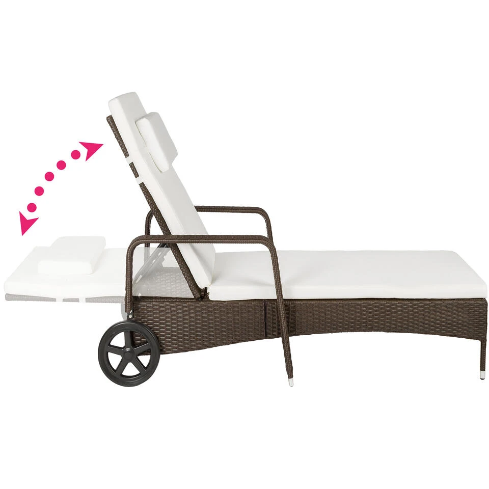 Tectake - Wicker Ligbed – Oudbruin - Afmetingen 200 X 70 X 33 Cm 5 Tectake - Wicker Ligbed – Oudbruin - Afmetingen 200 X 70 X 33 Cm - Afbeelding 3