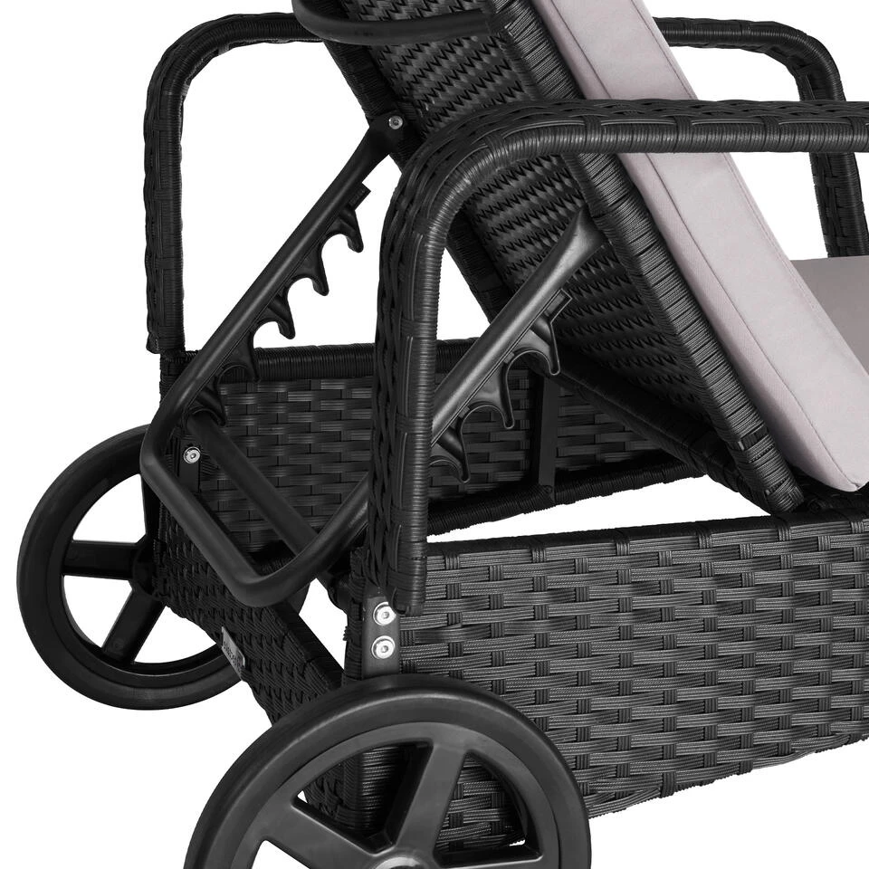 Tectake - Wicker Ligbed Cassis Zonnebed Ligstoel - Zwart 6 Tectake - Wicker Ligbed Cassis Zonnebed Ligstoel - Zwart - Afbeelding 4