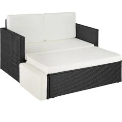 Tectake - Wicker Loungesofa Corfu - Zwart