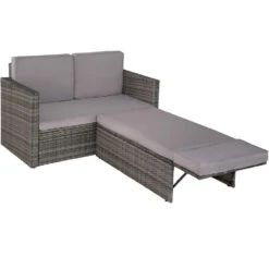 Tectake - Loungesofa Corfu-wicker Tuinset- Grijs -Tuin & Buiten 1000077892 0102
