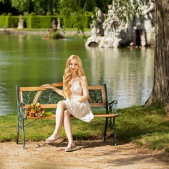 Tectake - Tuinbank Tuin Bank Tuinbankje Zitbank Gietijzer 124 Cm -Tuin & Buiten 1000078020 0101