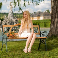 Tectake - Tuinbank Tuin Bank Tuinbankje Zitbank Gietijzer 124 Cm -Tuin & Buiten 1000078020 0102