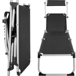 Tectake - Ligbed Zonnestoel Aurelie - Zwart -Tuin & Buiten 1000083094 0103