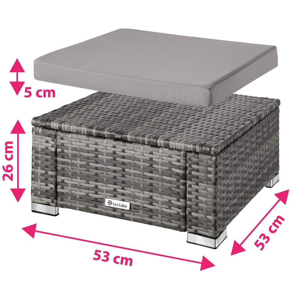 Tectake - Wicker Zitkruk -grijs- 53 X 53 X 26 Cm 6 Tectake - Wicker Zitkruk -grijs- 53 X 53 X 26 Cm - Afbeelding 4
