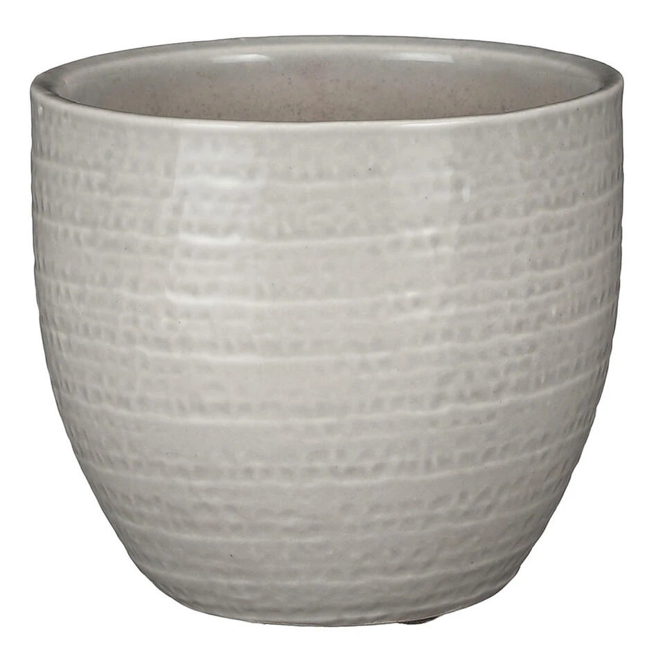 Mica Decorations Plantenpot - Terracotta - Lichtgrijs - D16/H14 Cm 3 Mica Decorations Plantenpot - Terracotta - Lichtgrijs - D16/H14 Cm