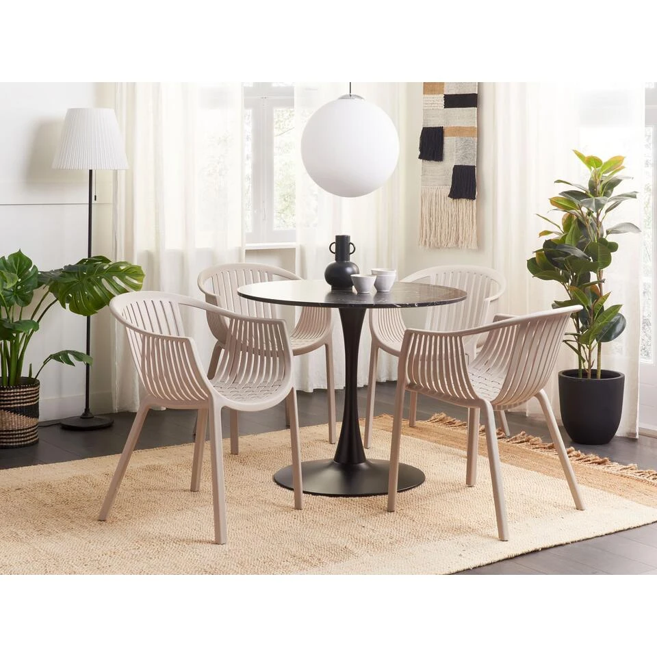 Beliani Eetkamerstoel NAPOLI - Beige Synthetisch Materiaal 5 Beliani Eetkamerstoel NAPOLI - Beige Synthetisch Materiaal - Afbeelding 3