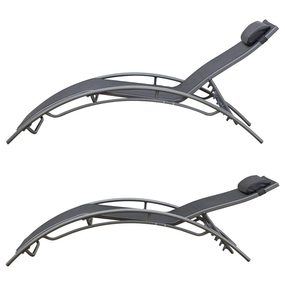 Happy Garden Zonnebedden GALAPAGOS - Grijs - Aluminium 4 Happy Garden Zonnebedden GALAPAGOS - Grijs - Aluminium - Afbeelding 2