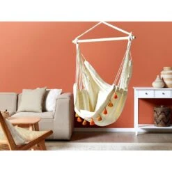 Beliani Hangstoel VARENA - Beige Katoen 9 Beliani Hangstoel VARENA - Beige Katoen -Tuin & Buiten 1000096792 0103