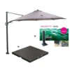 Garden Impressions Zweefparasol Ø350 D. Grijs/zand Met Voet En Hoes -Tuin & Buiten 1136763382