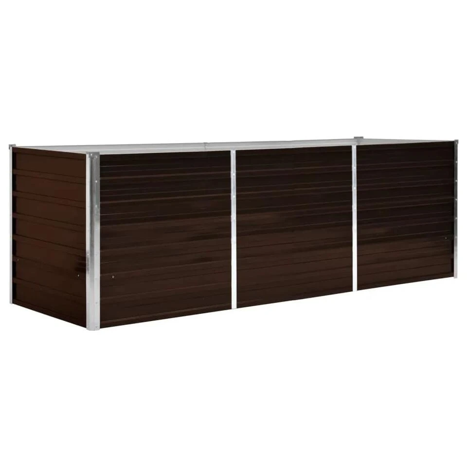 VidaXL Plantenbak Verhoogd 240x80x77 Cm Gegalvaniseerd Staal Bruin 3 VidaXL Plantenbak Verhoogd 240x80x77 Cm Gegalvaniseerd Staal Bruin