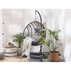 Beliani Hangstoel ASPIO - Zwart Pe Rotan 8 Beliani Hangstoel ASPIO - Zwart Pe Rotan -Tuin & Buiten 1498029831 0102
