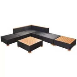 VidaXL 7-delige Loungeset Met Kussens Poly Rattan Zwart -Tuin & Buiten 15a7dc0cd76049749ebf56683ef50196